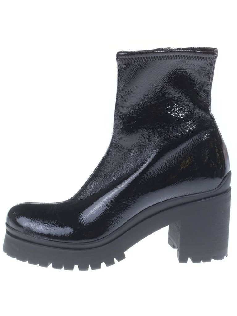 Miu Miu Side Zip Patent Enamel Ankle Short Boots Black